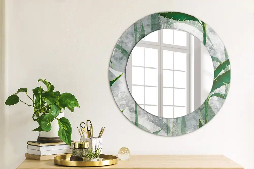 Spiegel rund Tropische Blätter