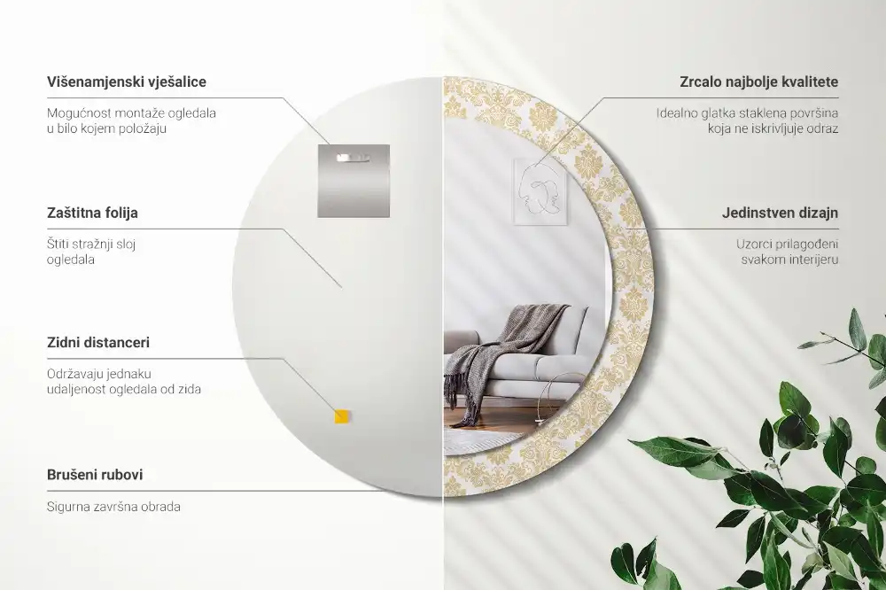 Runden spiegel Barockmuster