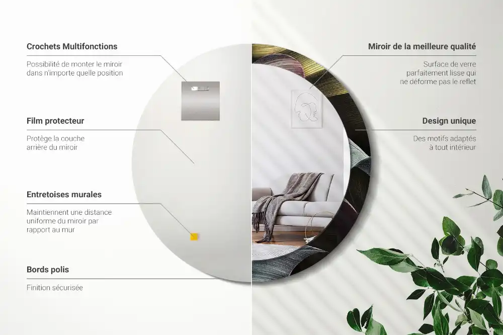 Spiegel rund Dunkle tropische Blätter