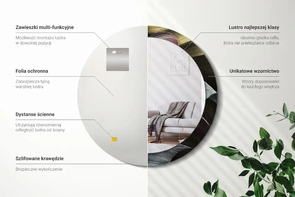 Spiegel rund Dunkle tropische Blätter