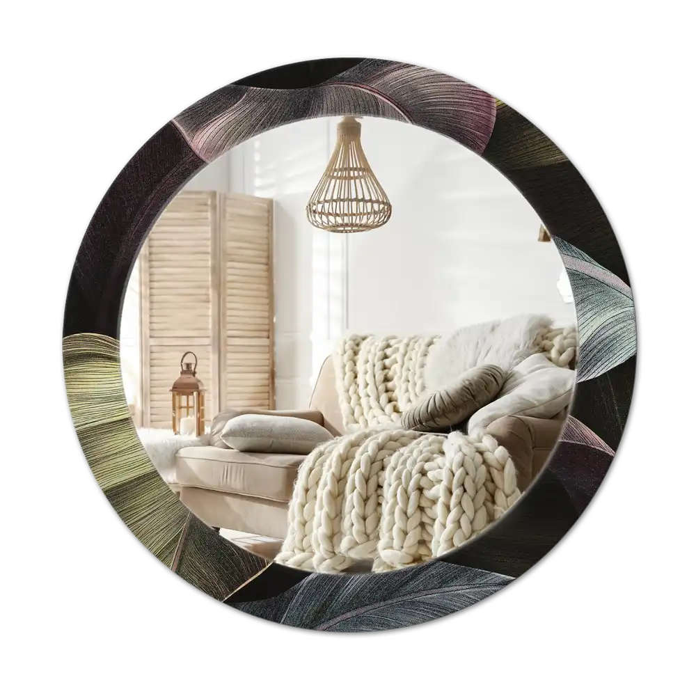 Spiegel rund Dunkle tropische Blätter