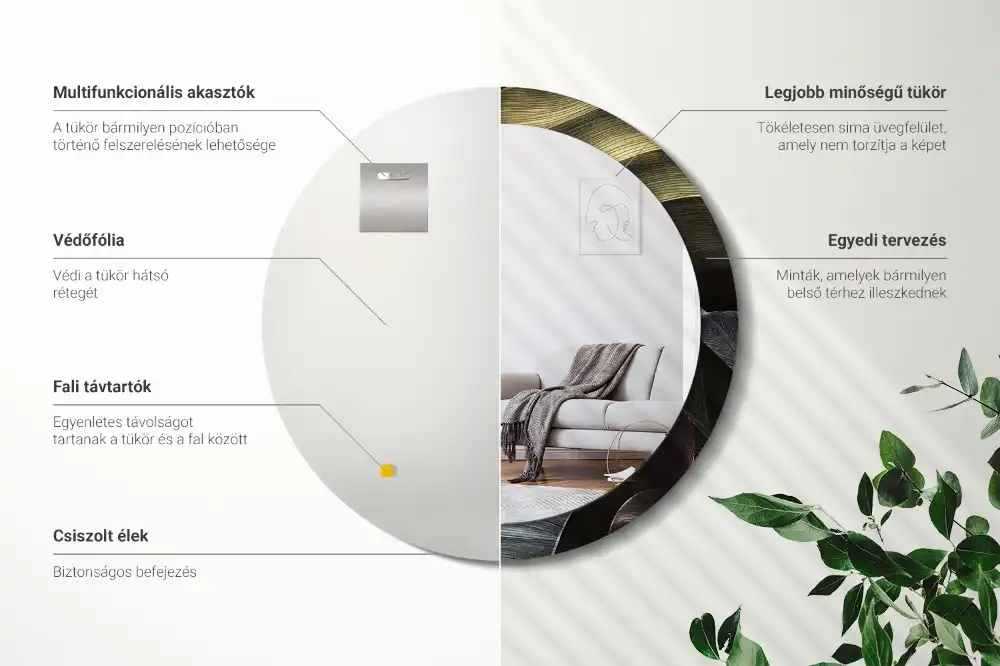 Spiegel rund Dunkle tropische Blätter