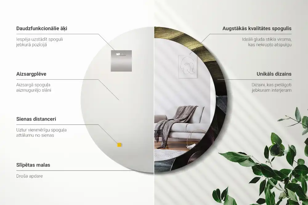 Spiegel rund Dunkle tropische Blätter