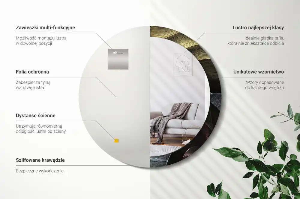 Spiegel rund Dunkle tropische Blätter