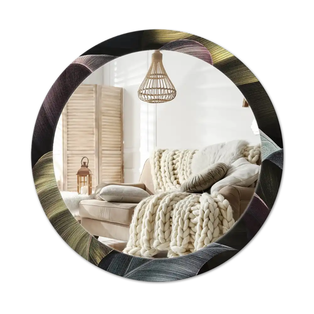 Spiegel rund Dunkle tropische Blätter