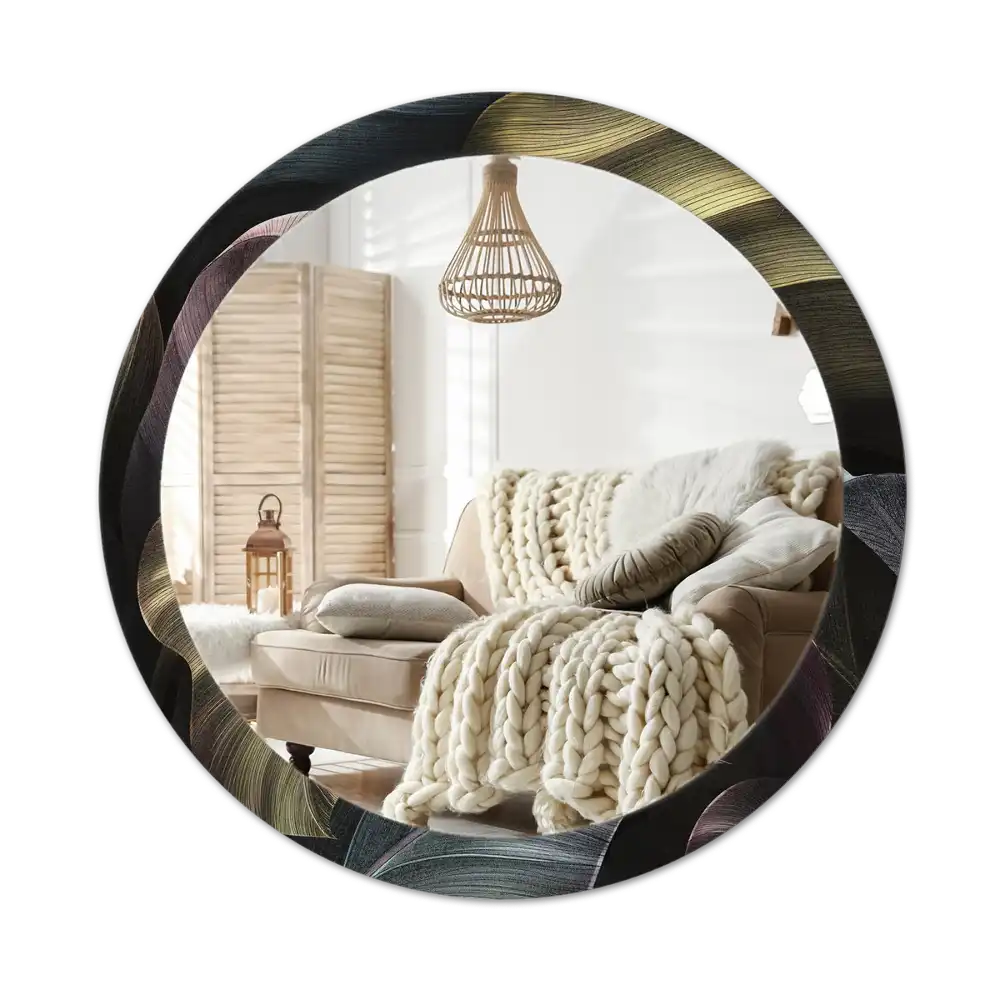 Spiegel rund Dunkle tropische Blätter