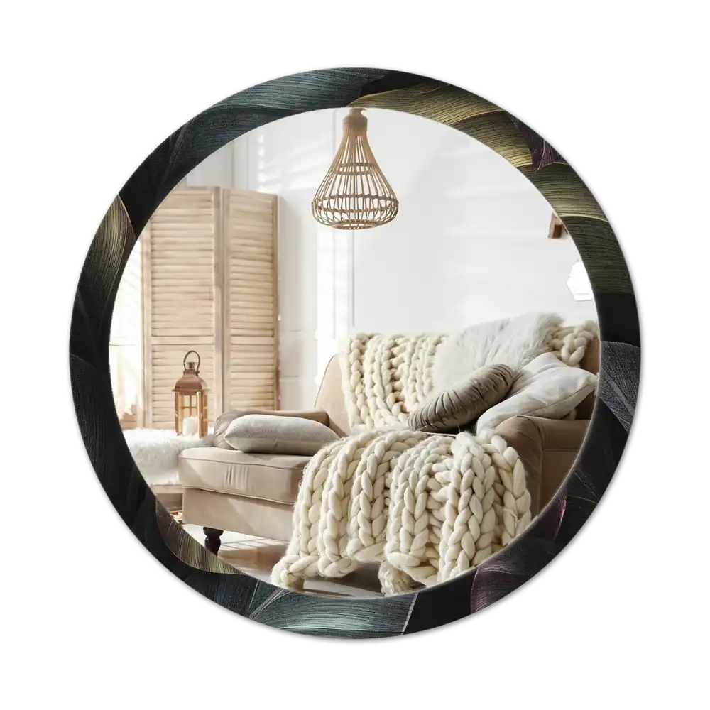 Spiegel rund Dunkle tropische Blätter