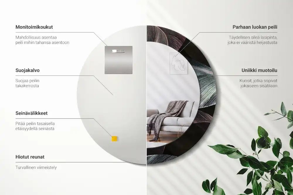 Spiegel rund Dunkle tropische Blätter