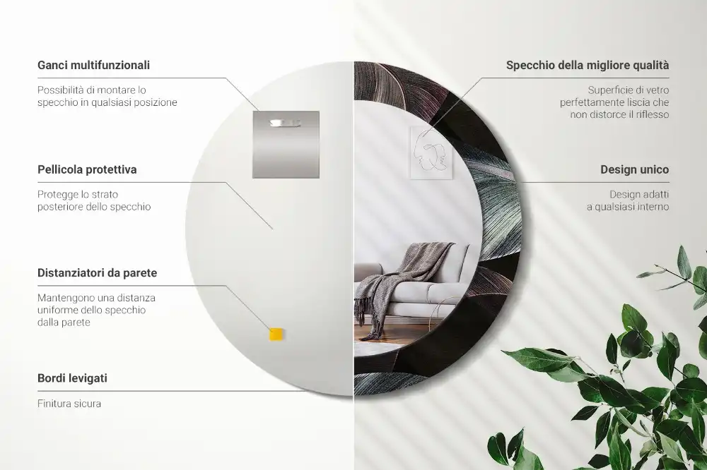 Spiegel rund Dunkle tropische Blätter