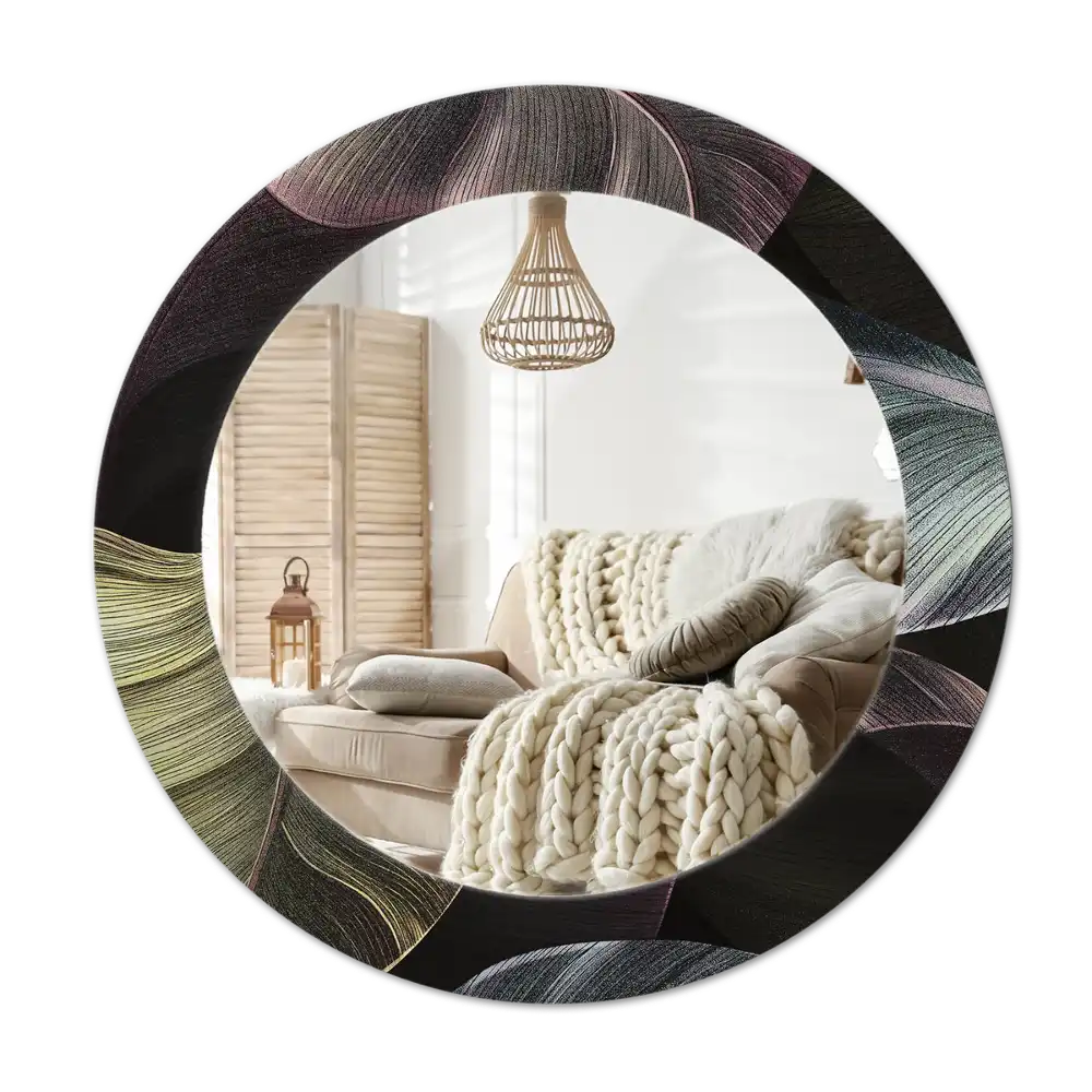 Spiegel rund Dunkle tropische Blätter