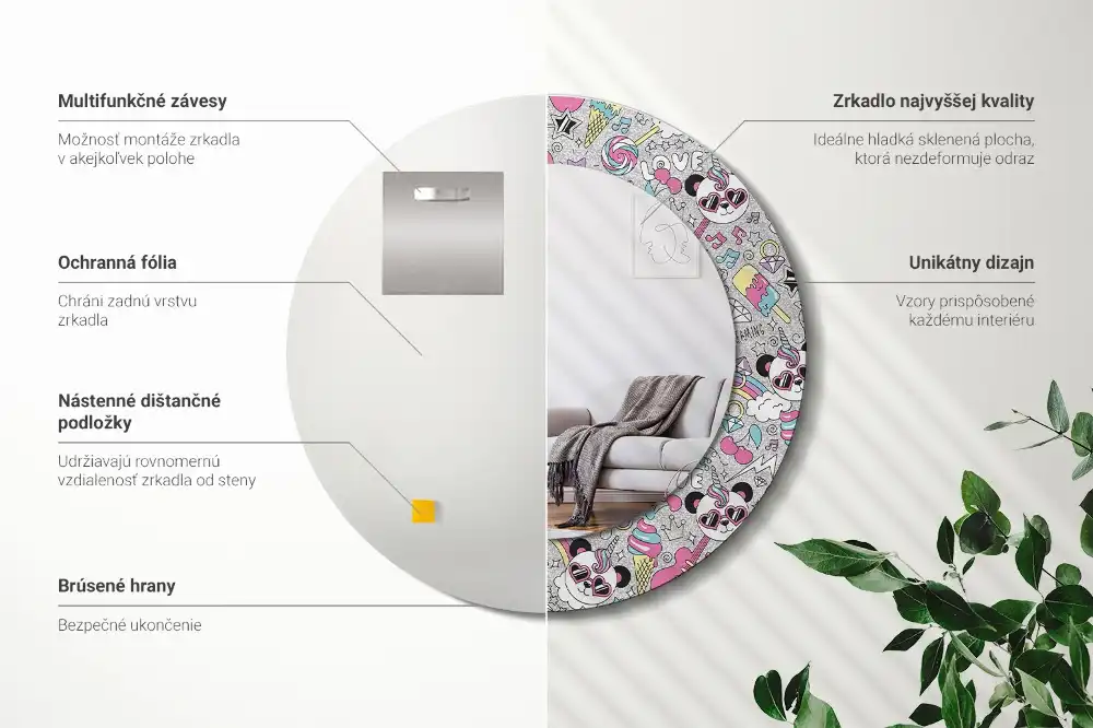 Runden spiegel Panda-Einhorn