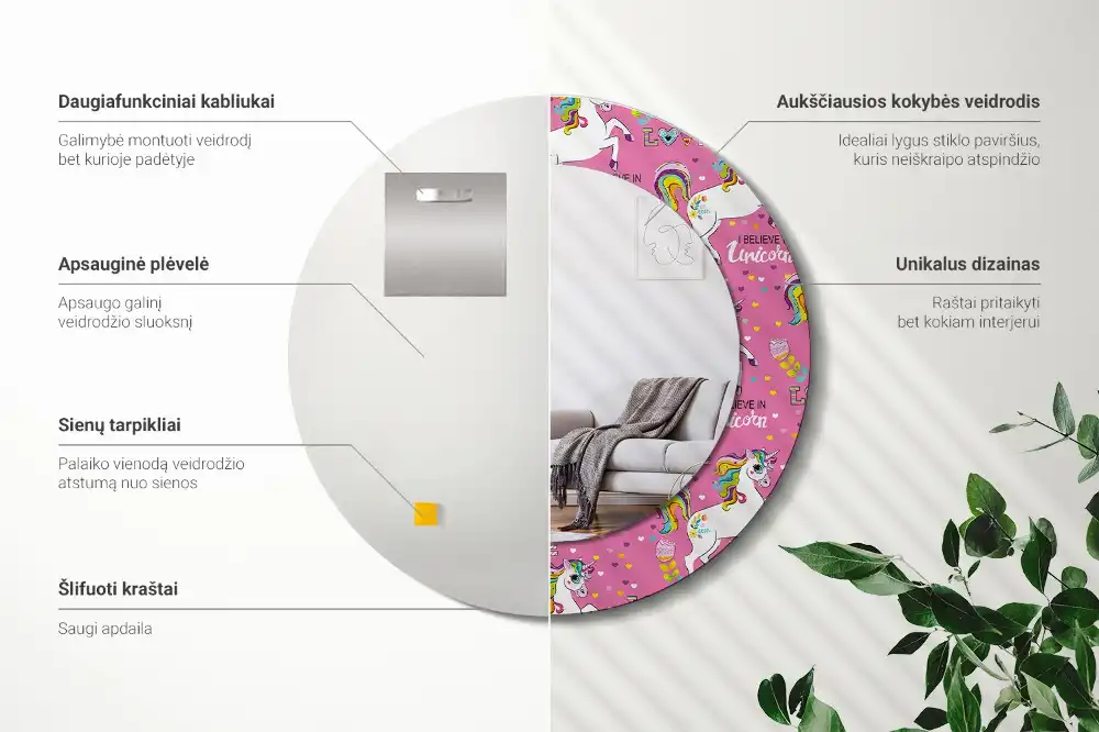 Runden spiegel Magisches Einhorn