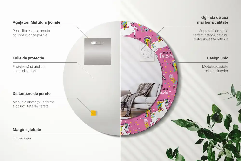 Runden spiegel Magisches Einhorn