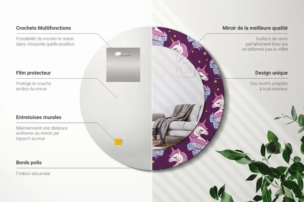 Spiegel rund Einhorn-Sterne