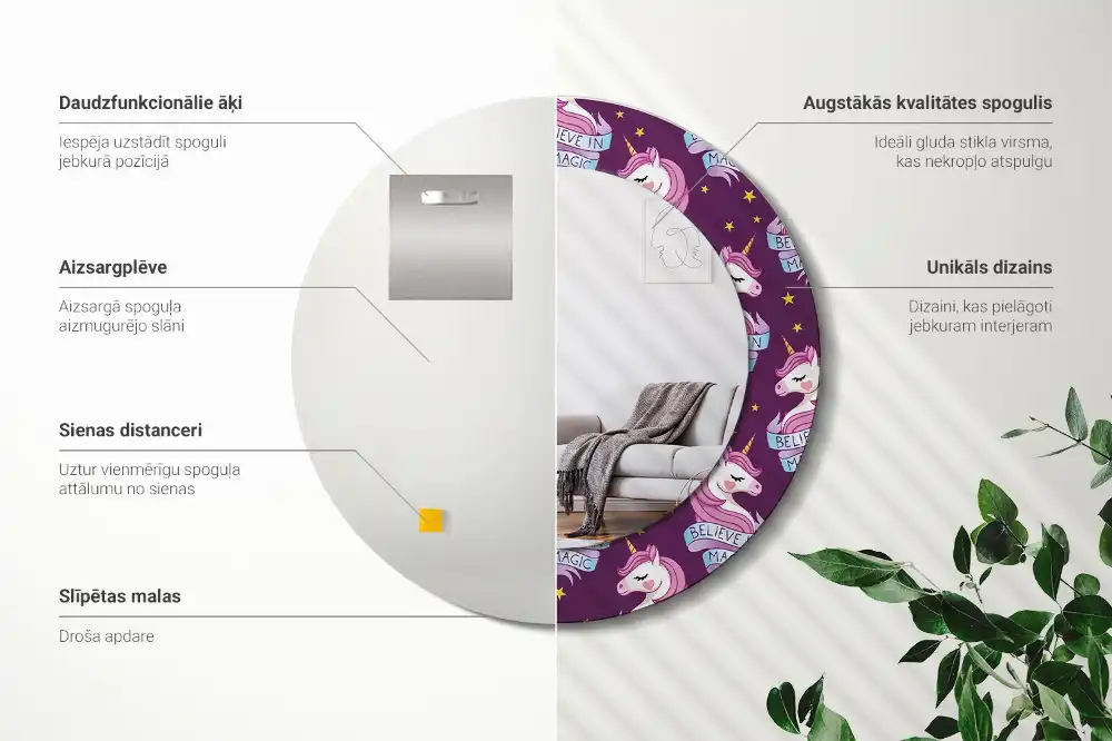 Spiegel rund Einhorn-Sterne