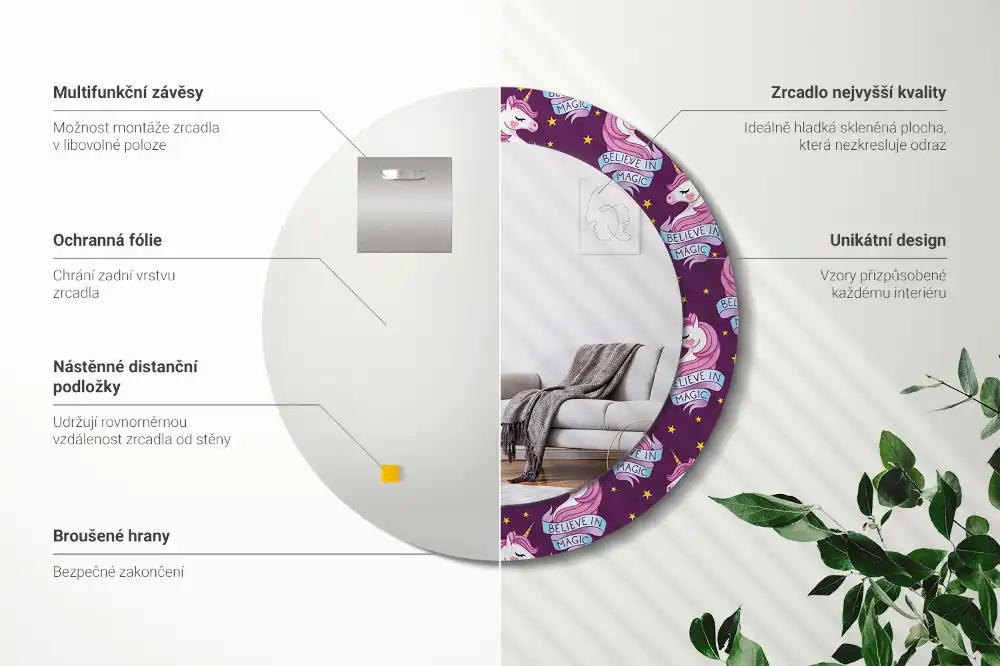 Spiegel rund Einhorn-Sterne