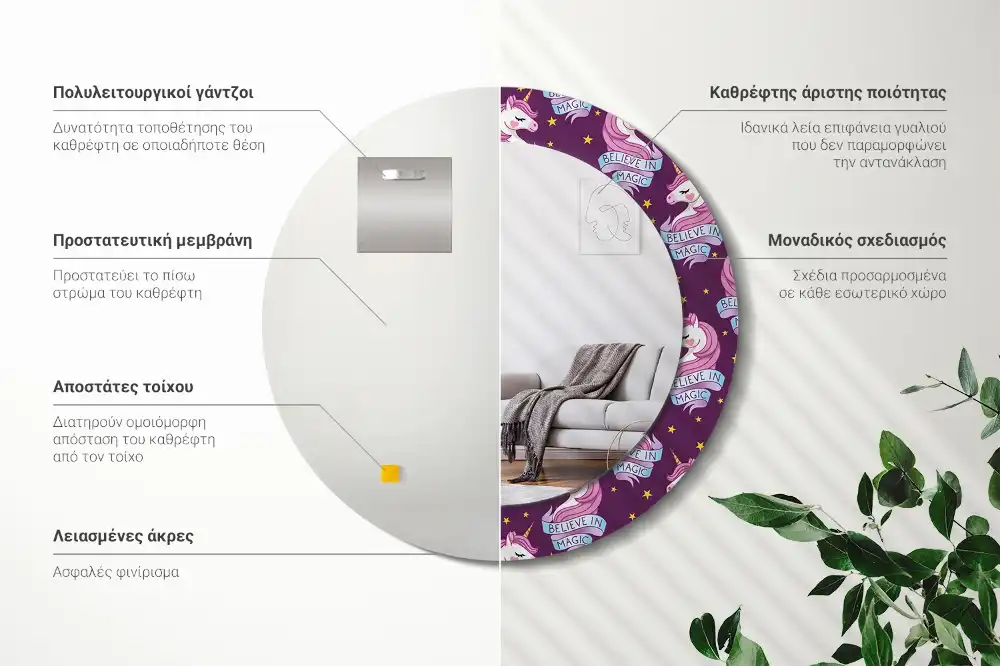 Spiegel rund Einhorn-Sterne