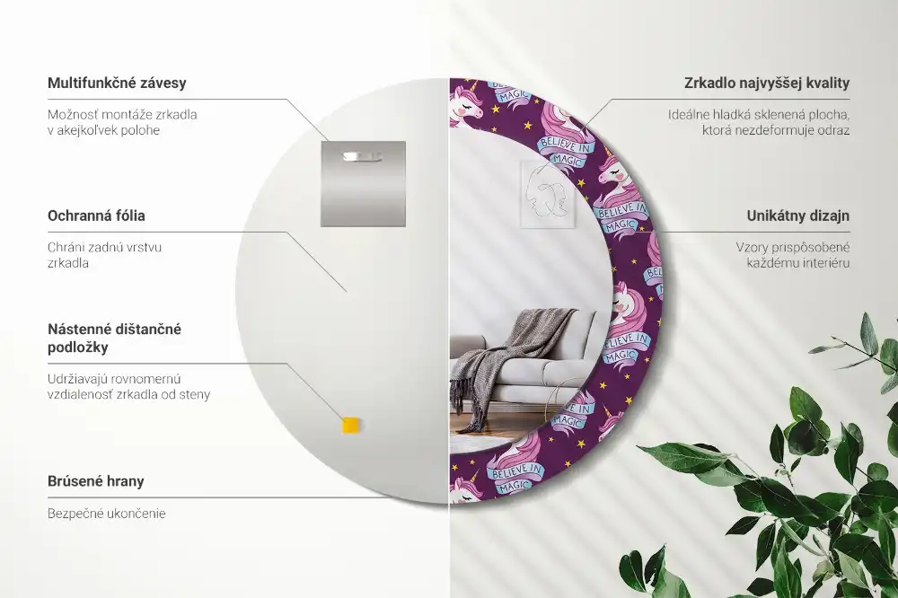 Spiegel rund Einhorn-Sterne