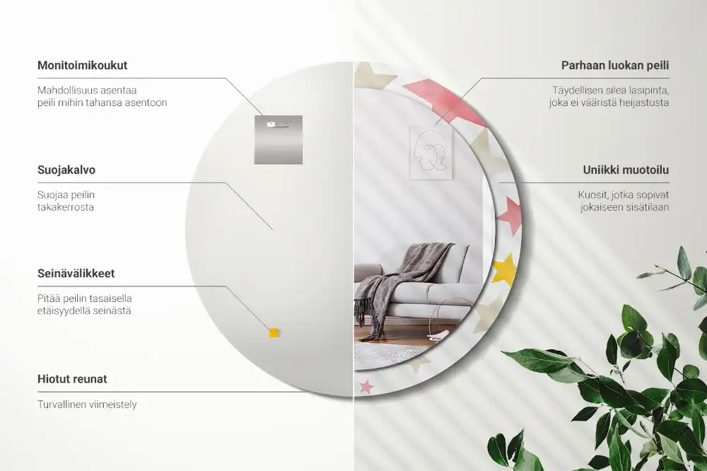 Spiegel mit bedrucktem Rahmen rund Pastellsterne