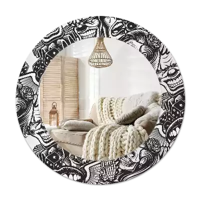 Spiegel mit bedrucktem Rahmen rund Graffiti-Clowns