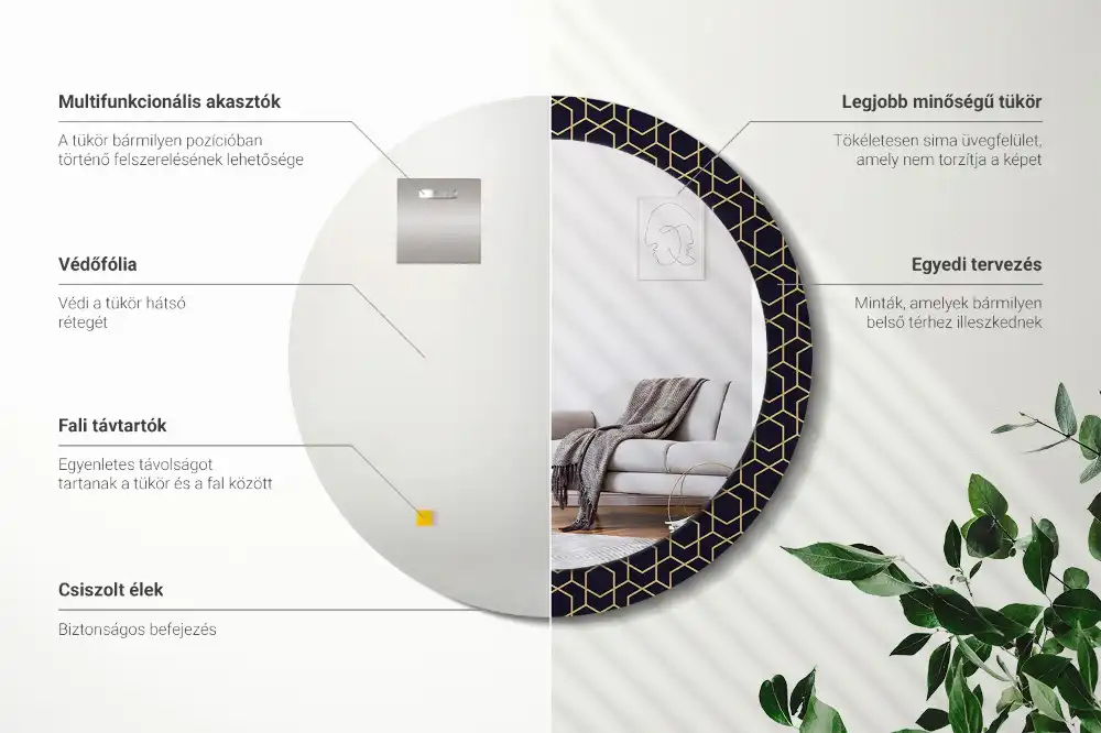 Spiegel rund Abstrakt-geometrisch