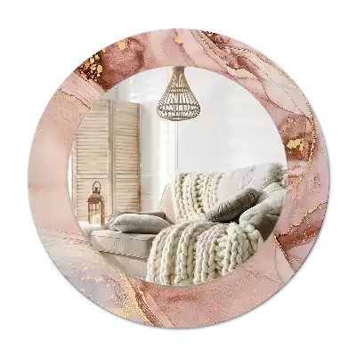 Spiegel mit bedrucktem Rahmen rund Abstrakte Flüssigkeit