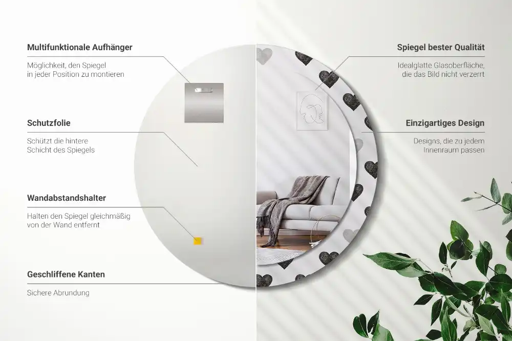 Spiegel rund Abstrakte Herzen