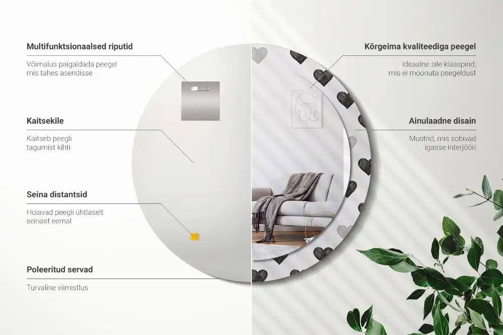 Spiegel rund Abstrakte Herzen