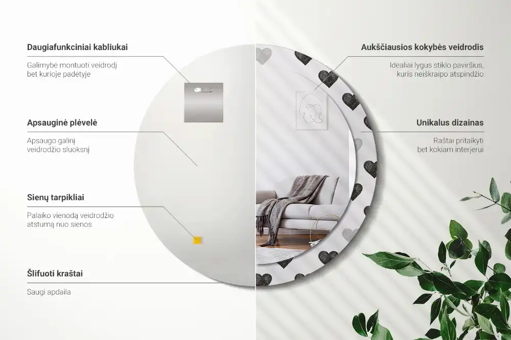 Spiegel rund Abstrakte Herzen