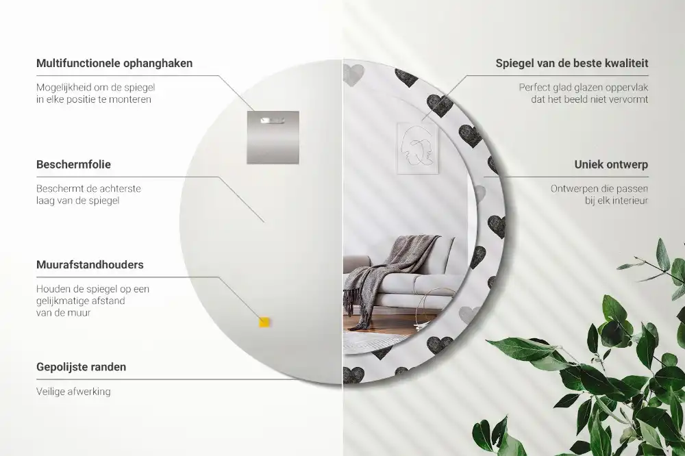 Spiegel rund Abstrakte Herzen