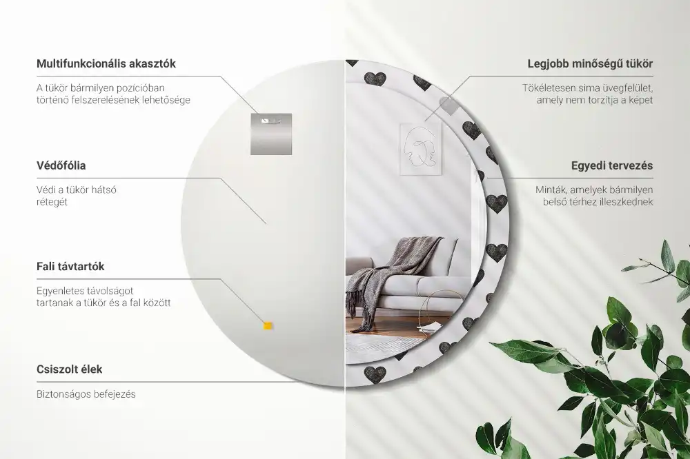 Spiegel rund Abstrakte Herzen