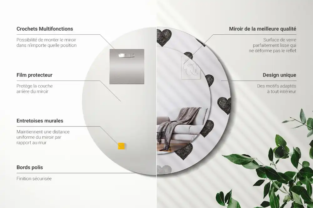 Spiegel rund Abstrakte Herzen