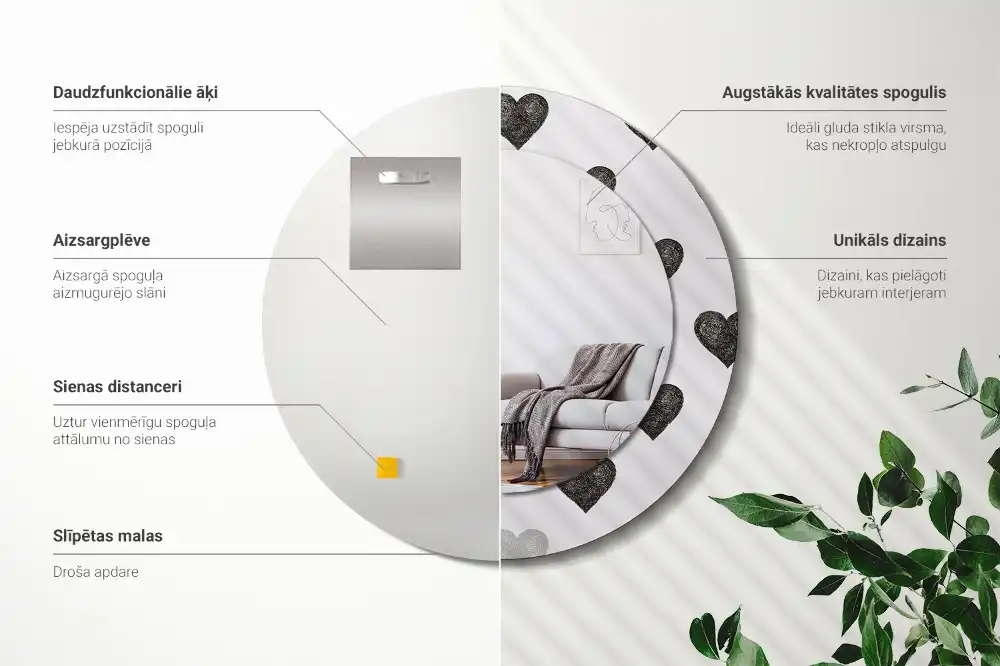 Spiegel rund Abstrakte Herzen