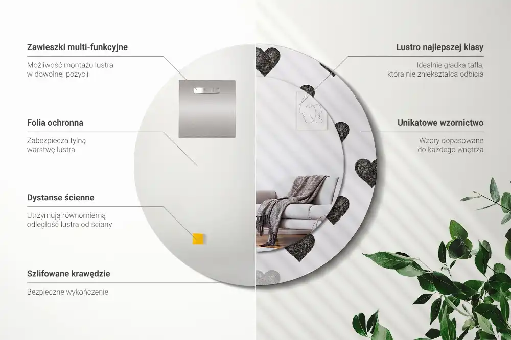 Spiegel rund Abstrakte Herzen