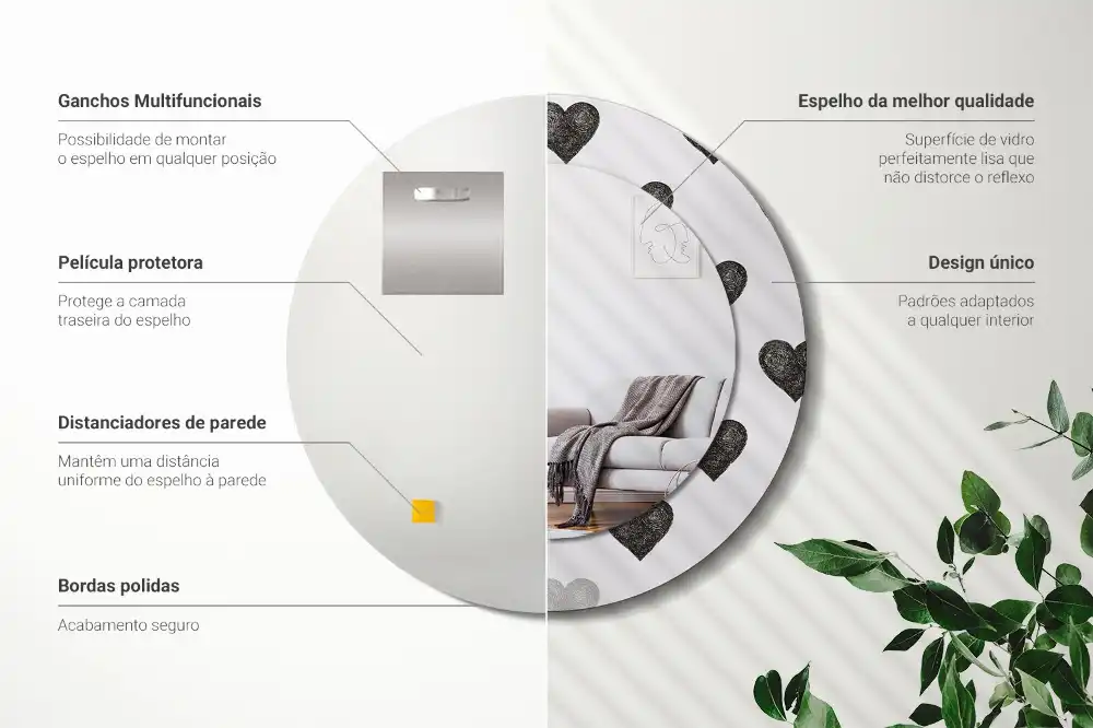 Spiegel rund Abstrakte Herzen