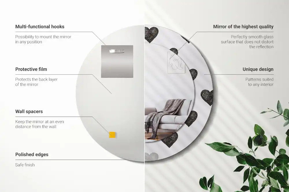 Spiegel rund Abstrakte Herzen