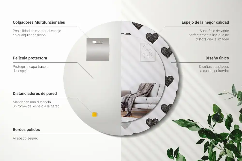 Spiegel rund Abstrakte Herzen