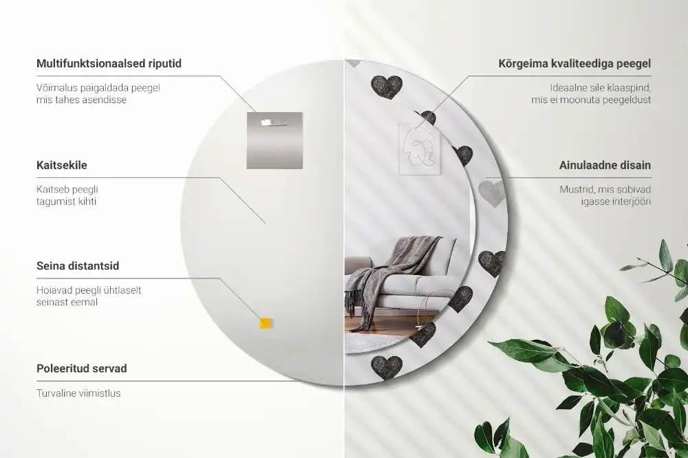 Spiegel rund Abstrakte Herzen