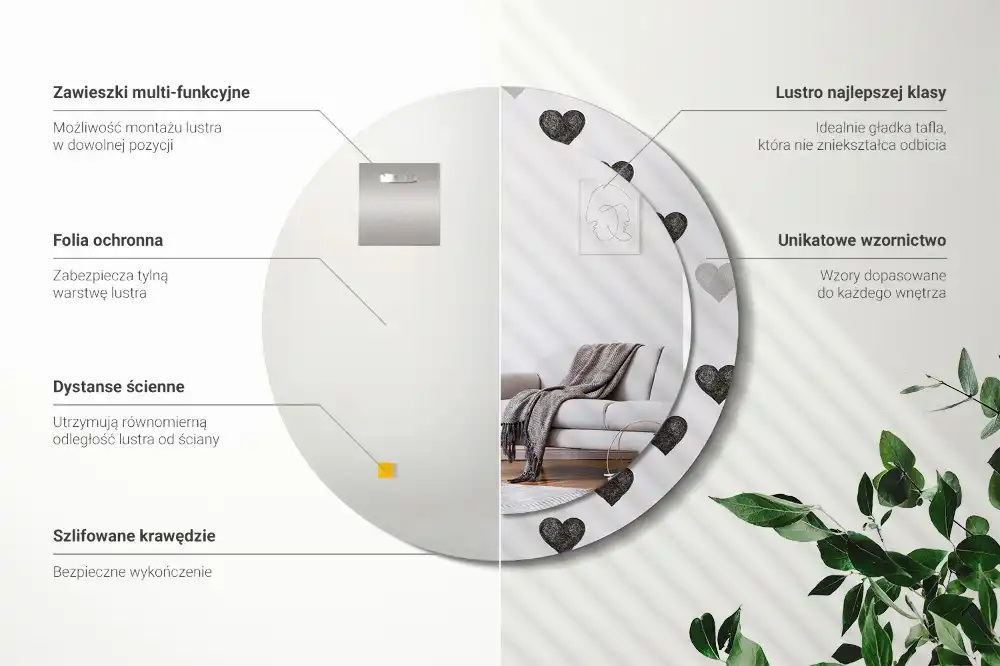 Spiegel rund Abstrakte Herzen