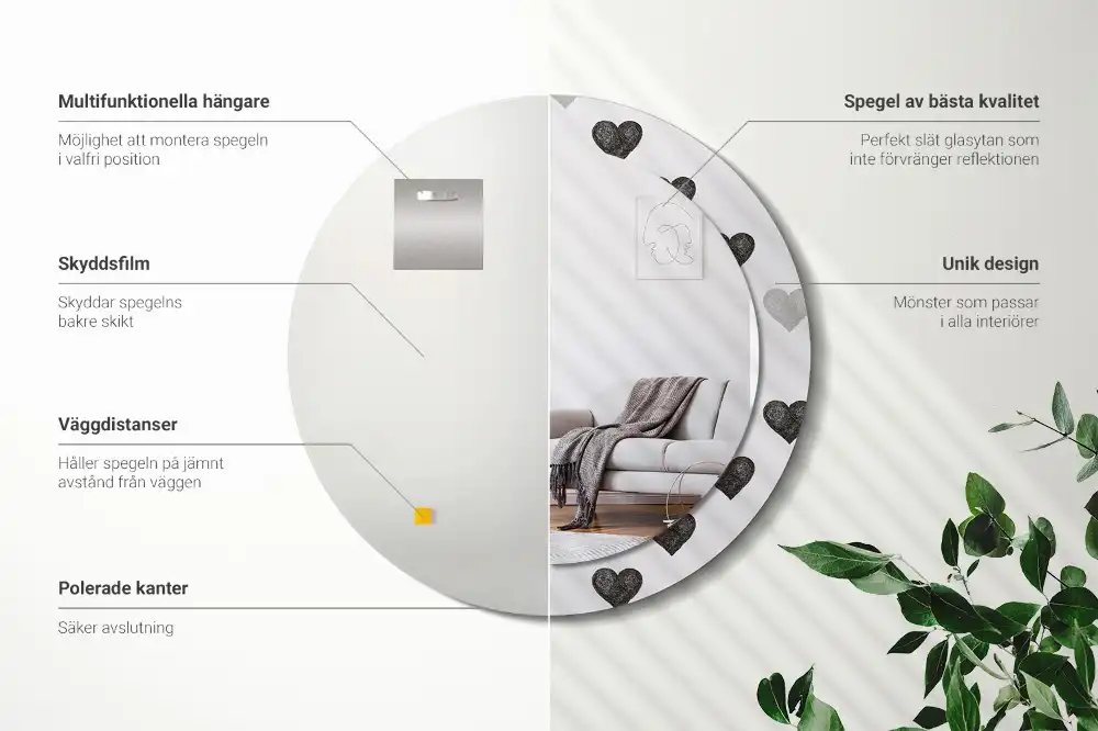 Spiegel rund Abstrakte Herzen