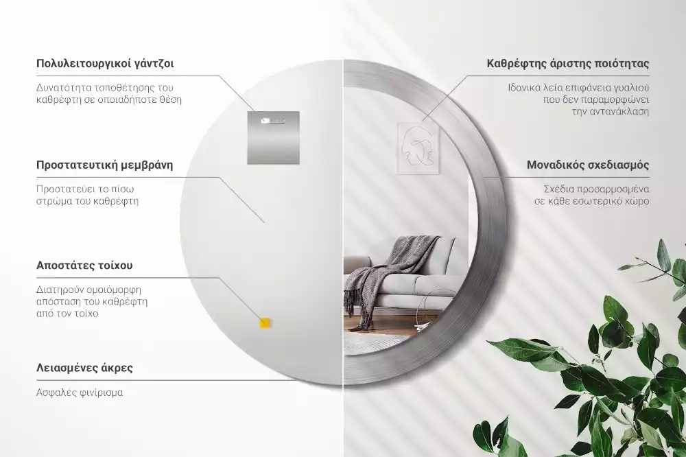 Spiegel rund Metall-Imitation