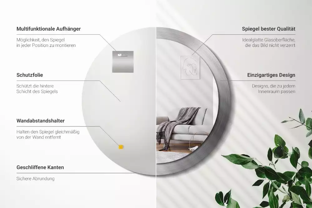 Spiegel rund Metall-Imitation