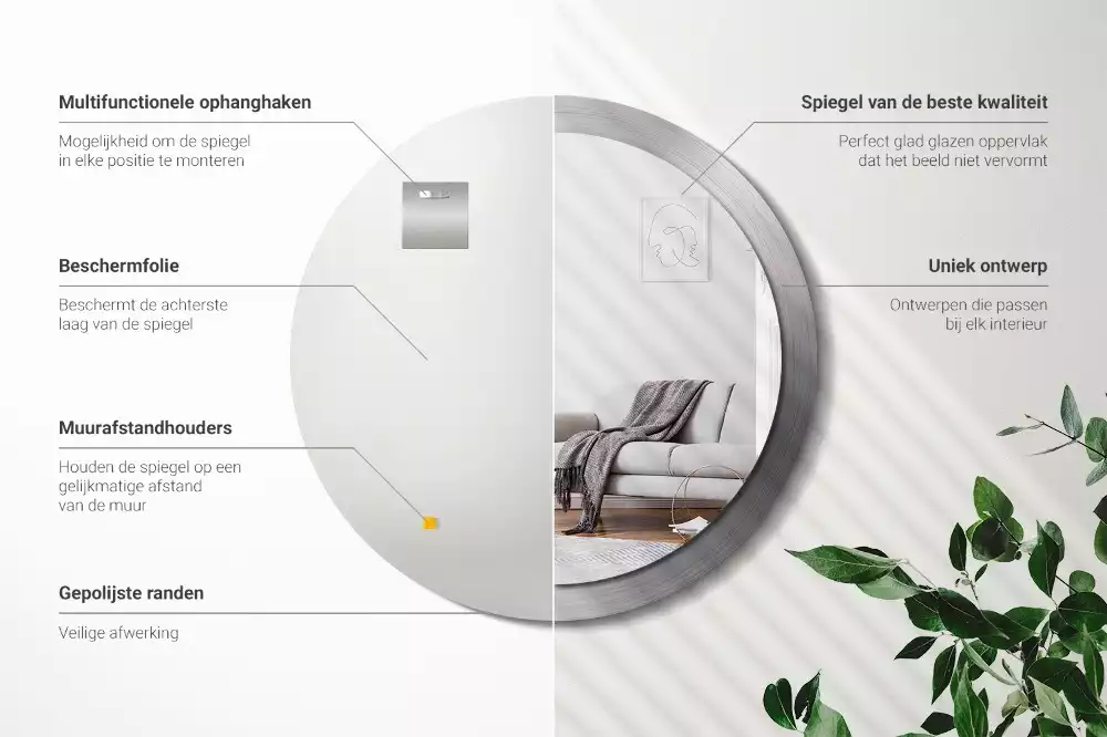 Spiegel rund Metall-Imitation