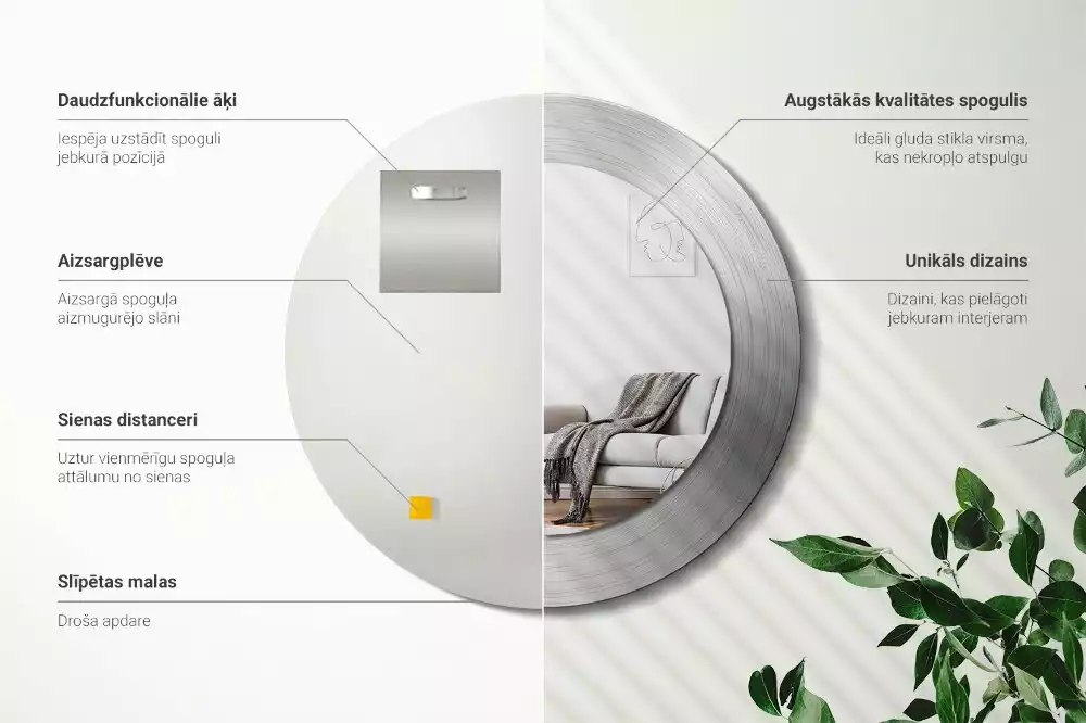 Spiegel rund Metall-Imitation