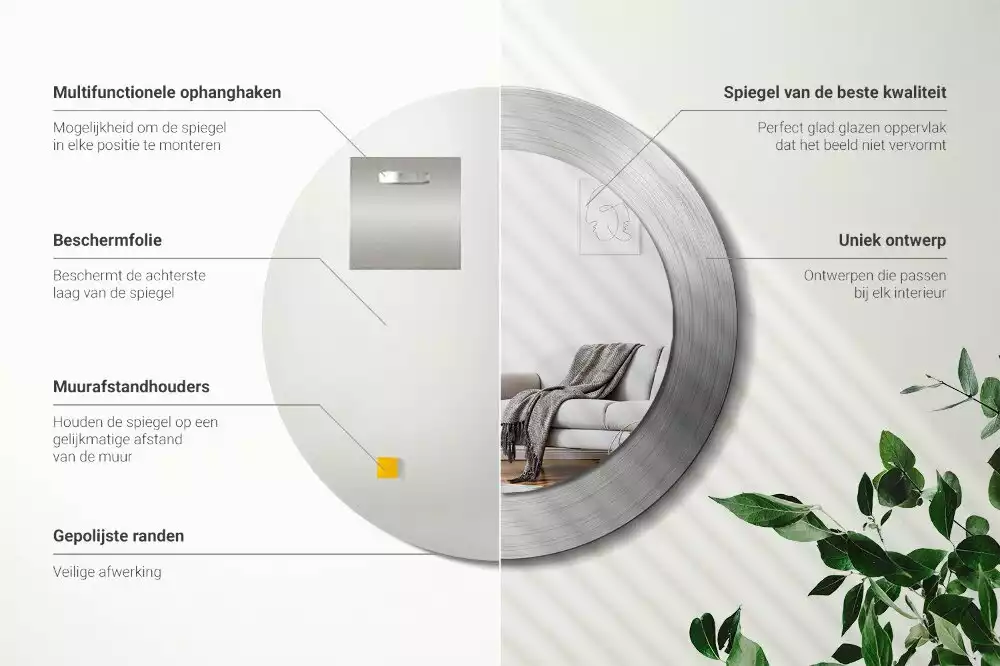 Spiegel rund Metall-Imitation