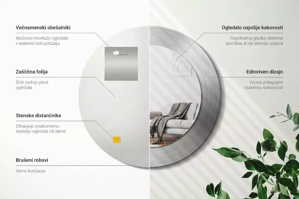 Spiegel rund Metall-Imitation