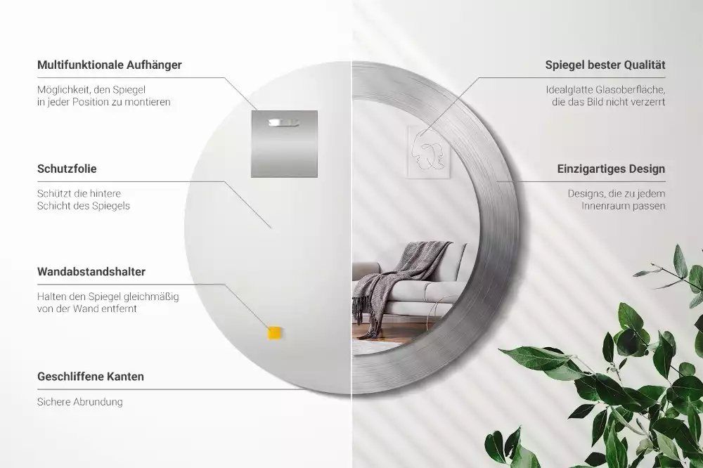 Spiegel rund Metall-Imitation