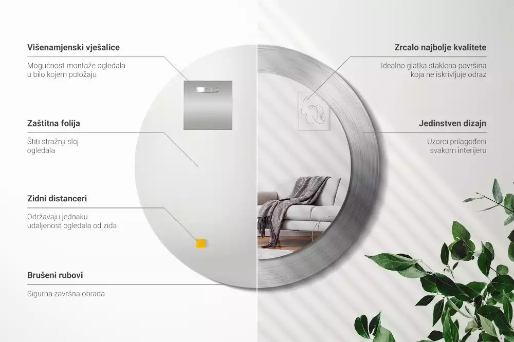 Spiegel rund Metall-Imitation