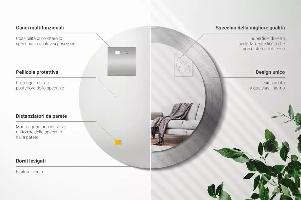 Spiegel rund Metall-Imitation