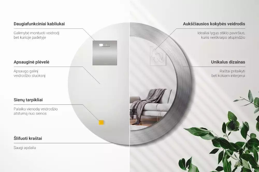 Spiegel rund Metall-Imitation